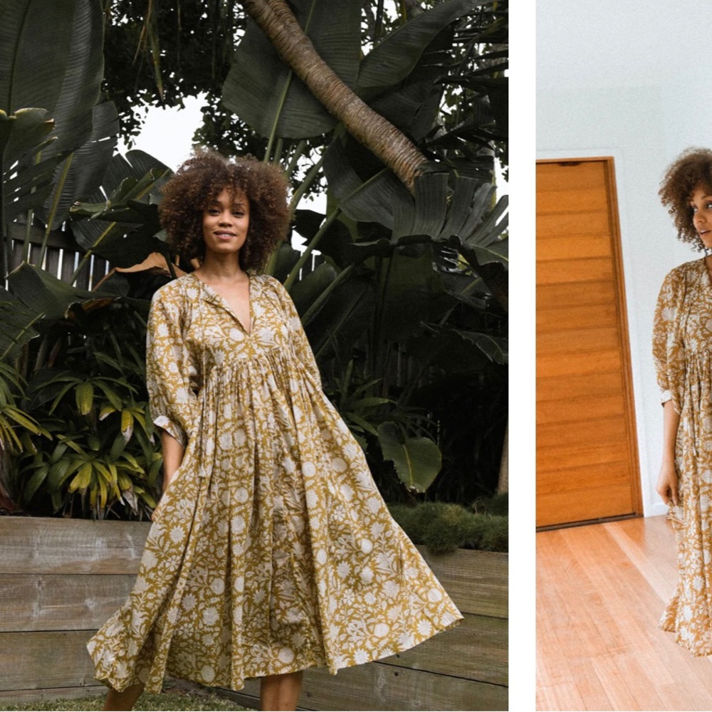 Daughters of India Kyra dress - Golden Palm -size XS